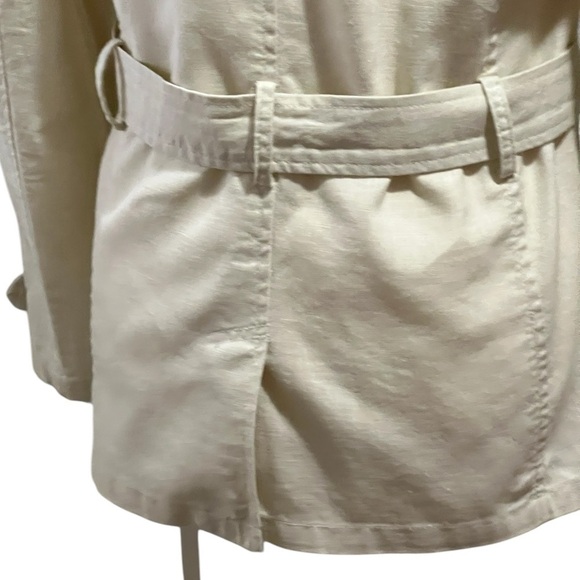 Old Navy Ivory Linen Blend Double-Breasted Tie Belt Jacket Small – Trench Style - Picture 12 of 14